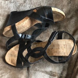 Black wedges cork sole